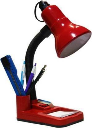 EMMKITZ Flexible Electric Table Lamp with Attached Pen Stand for Office and Study Table Lamp  (30 cm, Red)